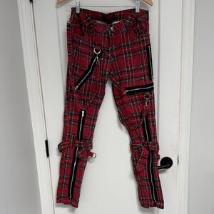 Tripp NYC Red Plaid Pants with Black Accents